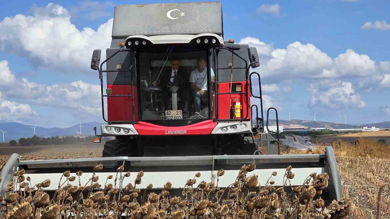 BANDIRMA’DA KAYMAKAM TARLAYA İNDİ, AYÇİÇEĞİ HASADINA KATILDI