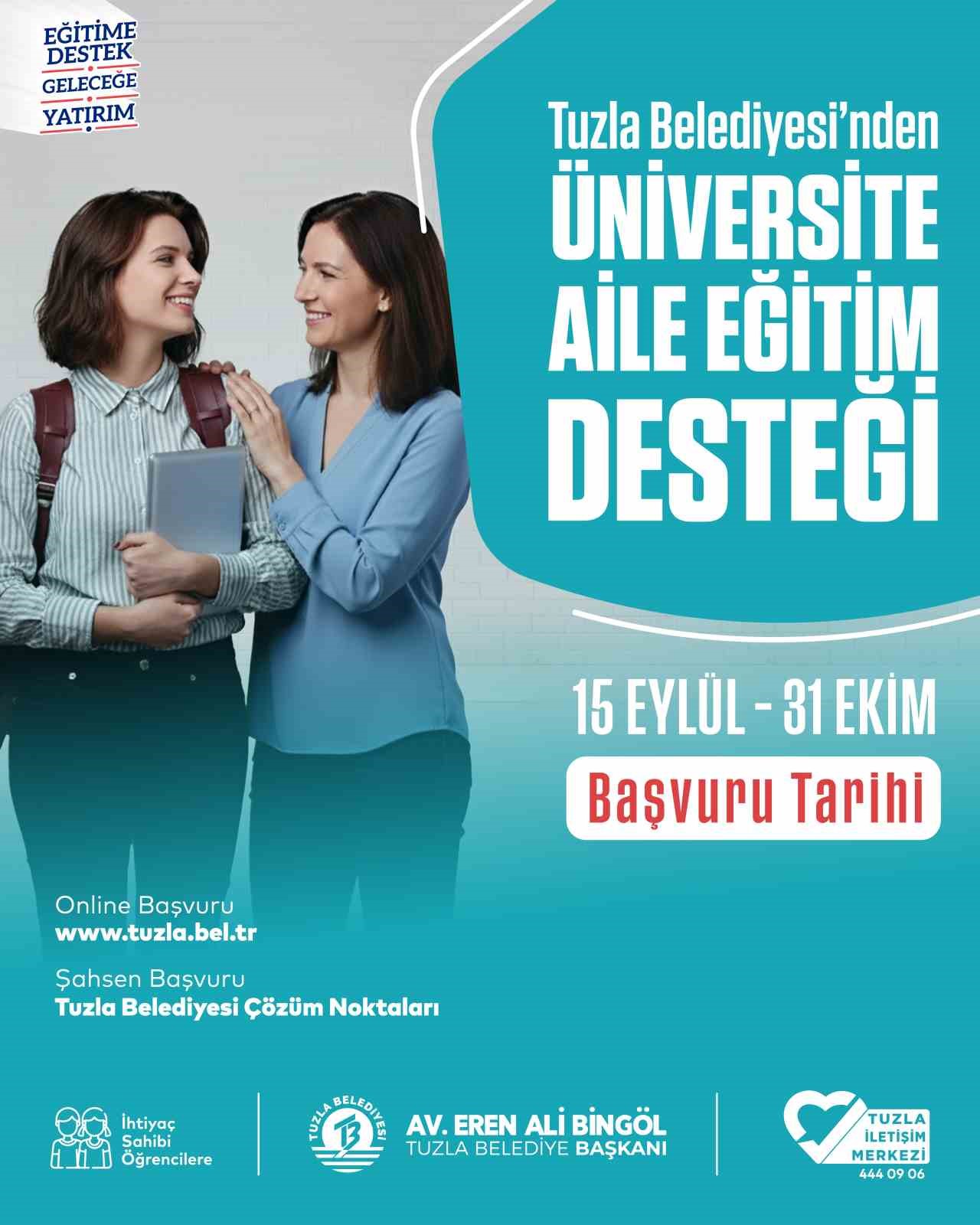 TUZLA BELEDİYESİ TARAFINDAN İLÇEDE YAŞAYAN İHTİYAÇ SAHİBİ ÜNİVERSİTE ÖĞRENCİLERİNİN EĞİTİM HAYATINA KATKI SUNMAK AMACIYLA AİLELERİNE YÖNELİK ÜNİVERSİTE AİLE EĞİTİM DESTEĞİ PROGRAMINI BAŞLATILDI.