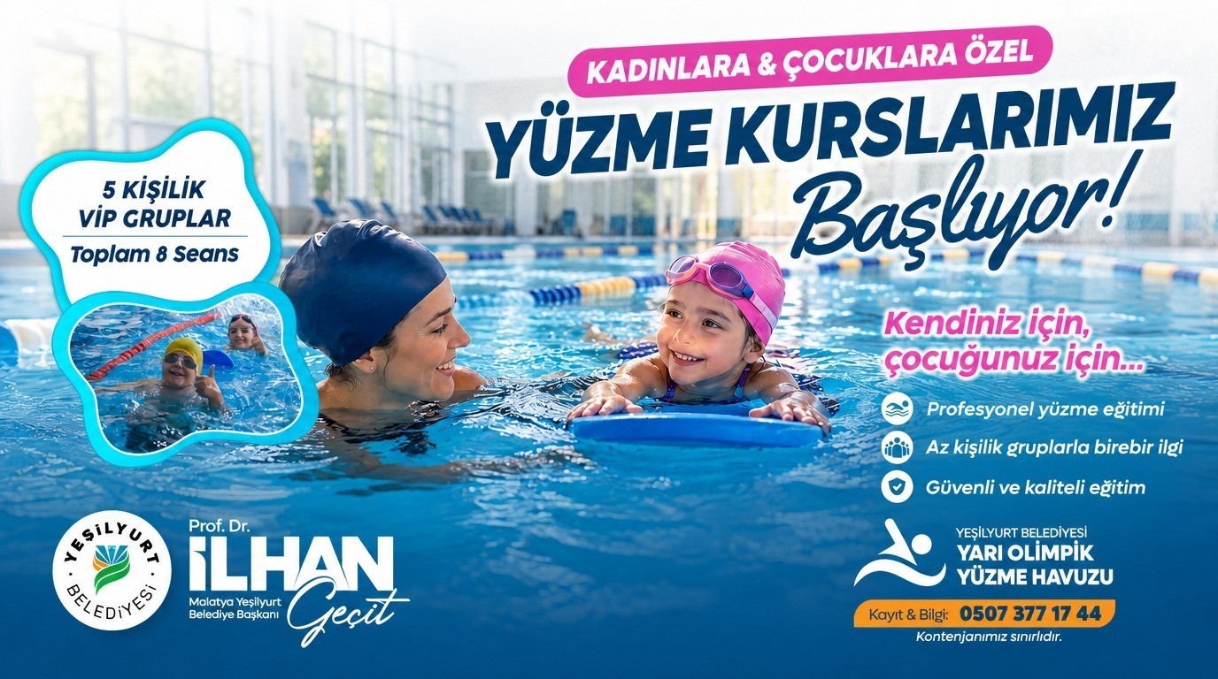 YEŞİLYURT BELEDİYESİ YARI OLİMPİK YÜZME HAVUZUNDA YÜZME KURSLARI BAŞLIYOR