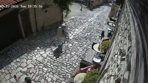 Yaşlı adamın arnavut kaldırımlı sokakta yaşadığı talihsiz anlar kamerada