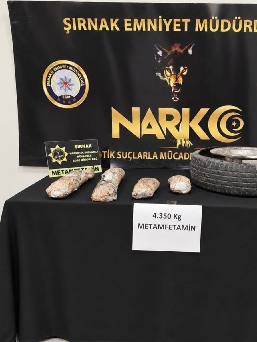 Şırnak’ta stepneye gizlenmiş 4 kilo metamfetamin ele geçirildi