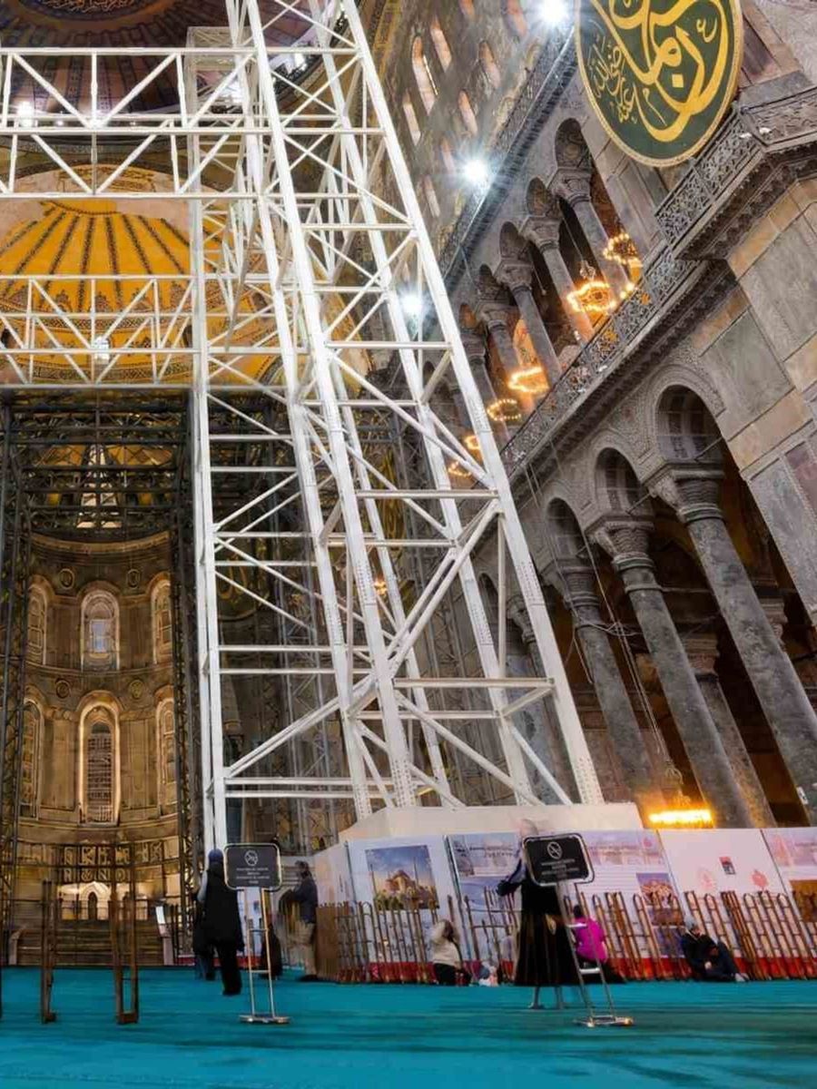 Ayasofya’nın mihrap bölümündeki kubbede güçlendirme ve konservasyon çalışmaları başlıyor