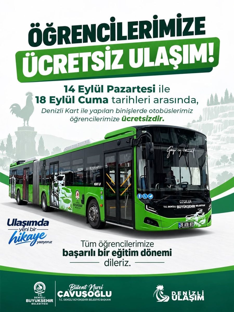 Denizli’de öğrencilere ücretsiz ulaşım müjdesi