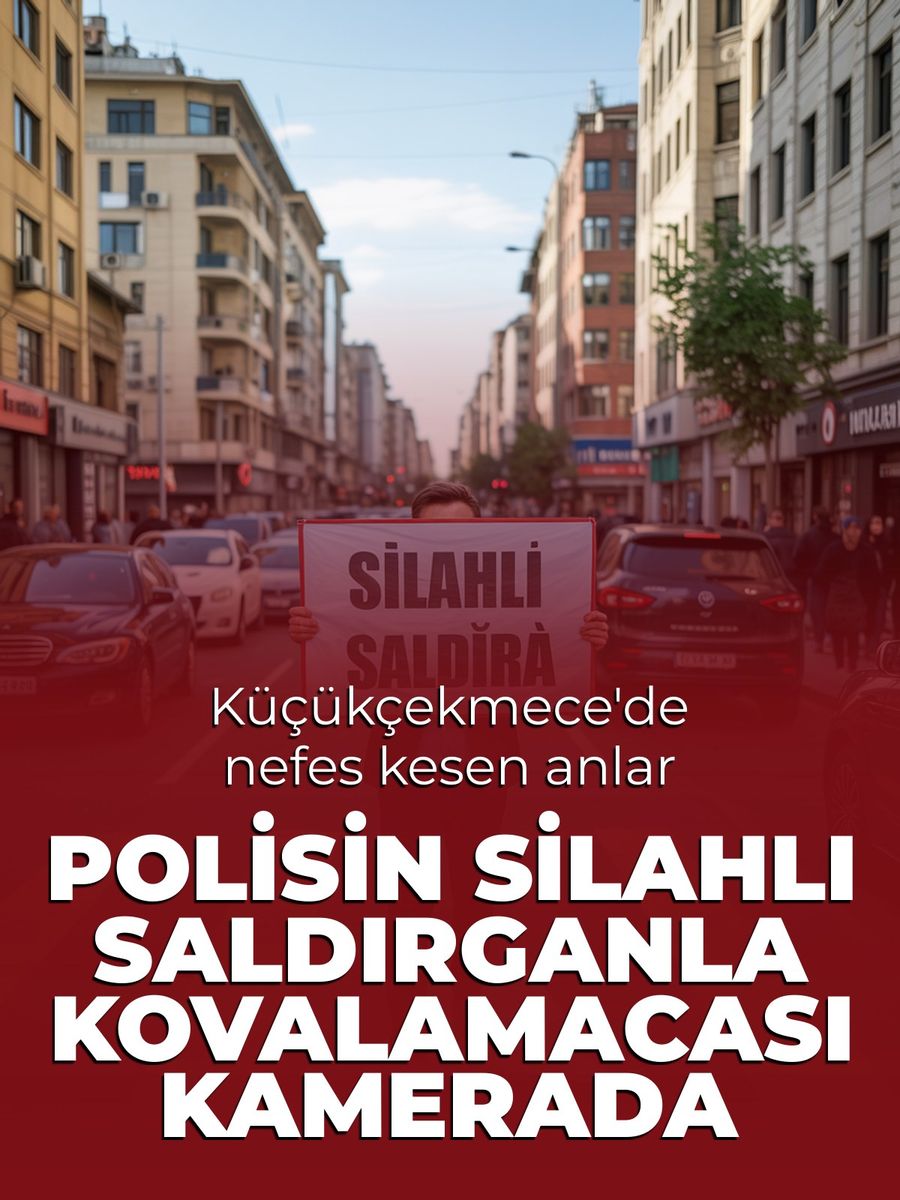 Küçükçekmece’de polisle silahlı saldırgan arasında nefes kesen kovalamaca kamerada