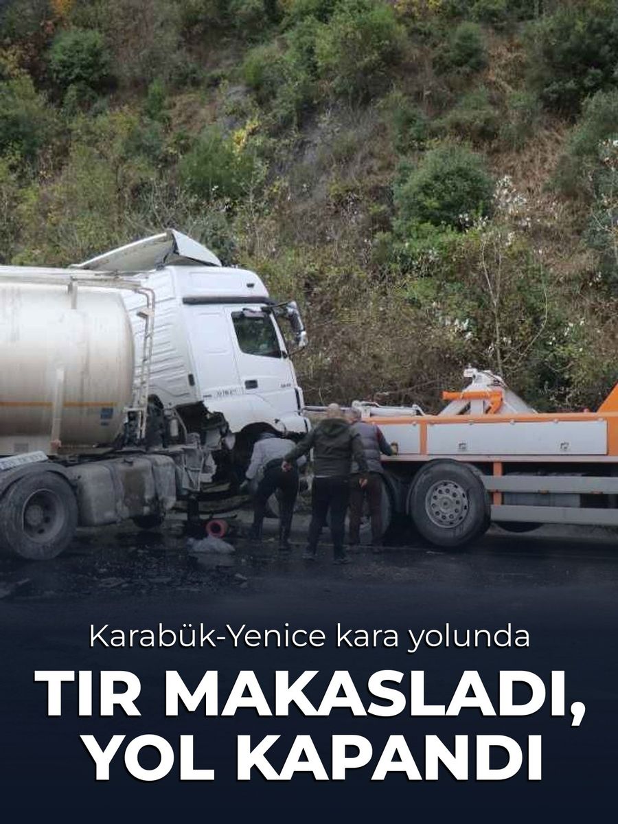 Kontrolden çıkan tır kara yolunu trafiğe kapattı