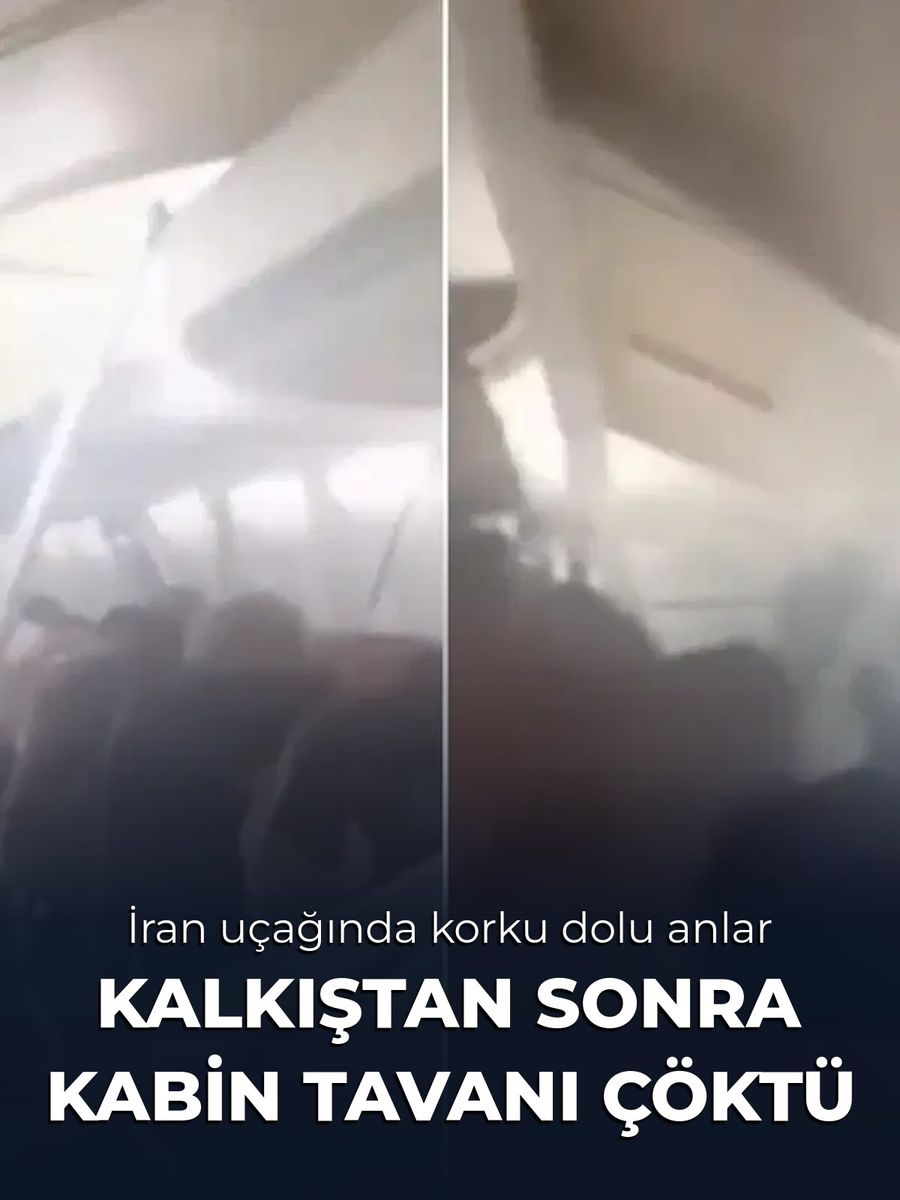 İran'da Yolcu Uçağının Kabin Tavanı Çöktü