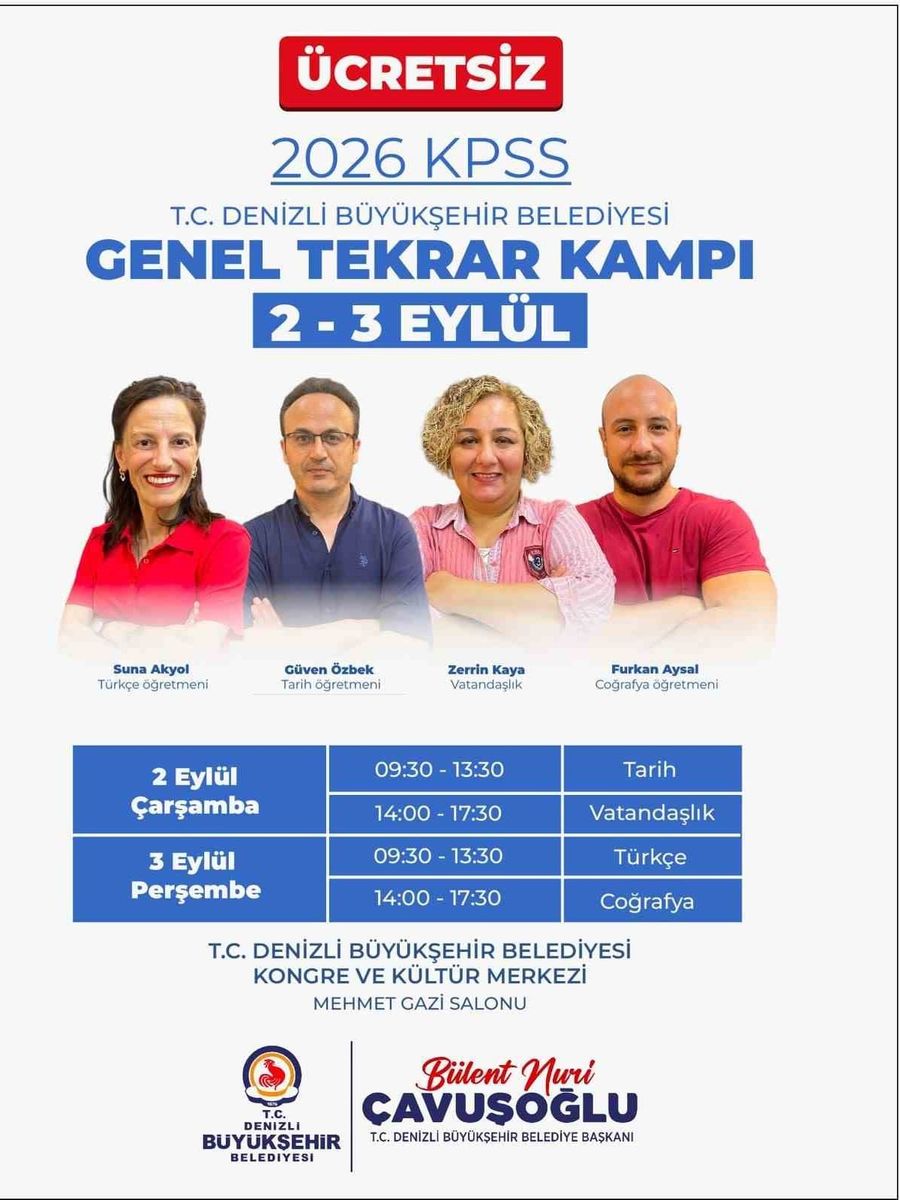 Denizli Büyükşehir’den KPSS adaylarına ücretsiz genel tekrar kampı