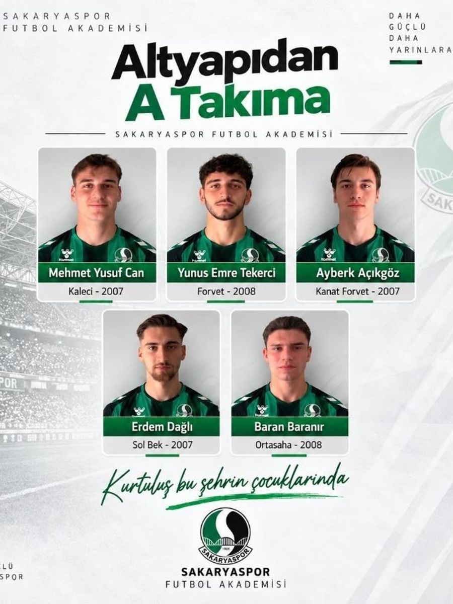 Sakaryaspor altyapısından 5 genç oyuncu A takıma yükseldi