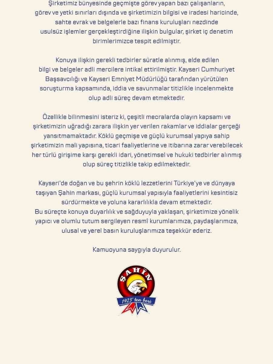Şahin Sucukları’ndan usulsüzlük iddialarına açıklama: "Süreç titizlikle takip ediliyor"