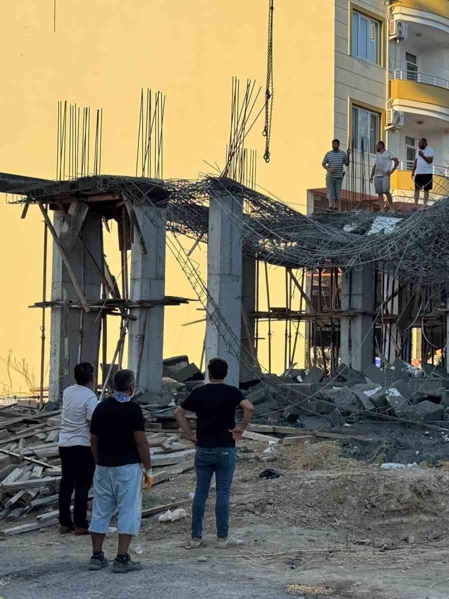 Mersin’de inşaatta beton dökümü sırasında çökme meydana geldi
