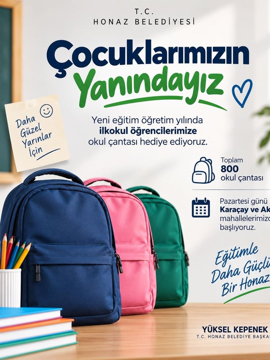 Honaz Belediyesinden 800 ilkokul öğrencisine çanta desteği
