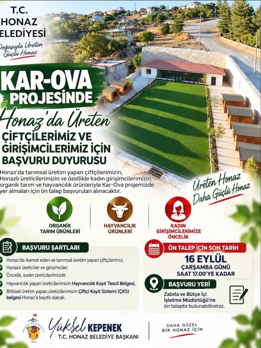 Honaz’da Kar-Ova Projesi için başvurular başladı