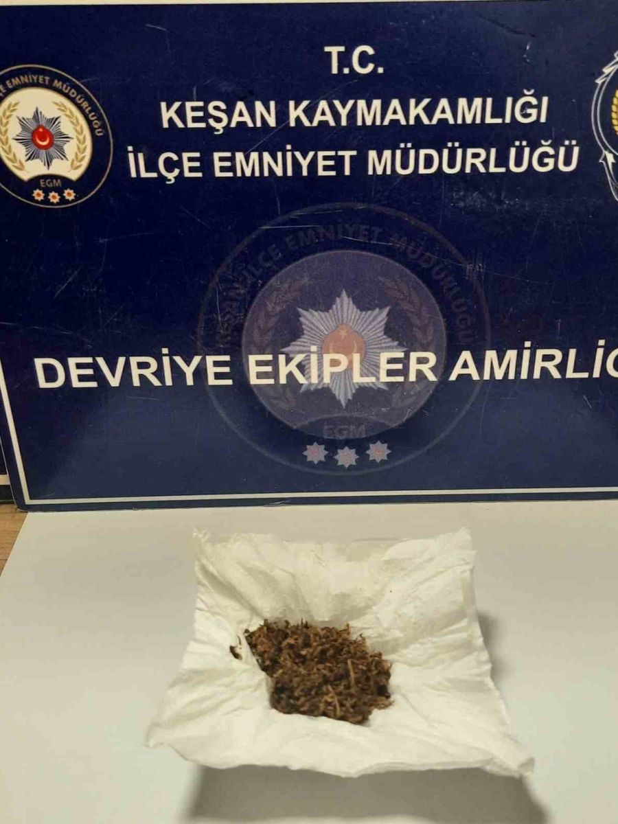 Keşan’da uyuşturucu ile yakalanan şüpheli gözaltına alındı